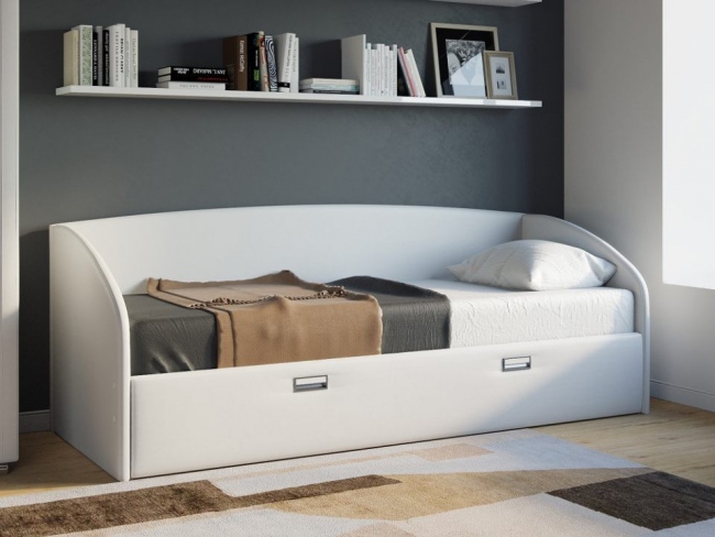 Односпальная мягкая кровать Bono с выдвижным ящиком